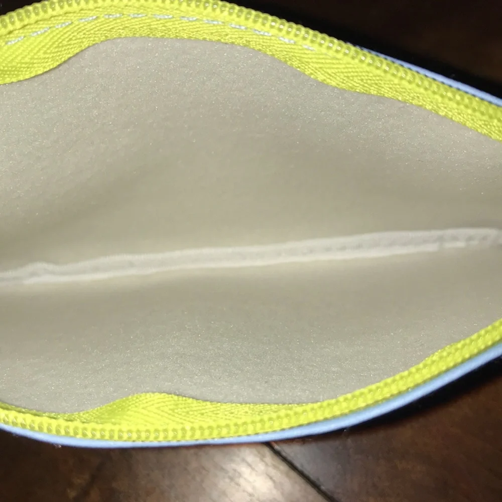 Ipsy Baby Blue POWER MOVES Make Up Cosmetic Travel Bag with Lime Green Zipper